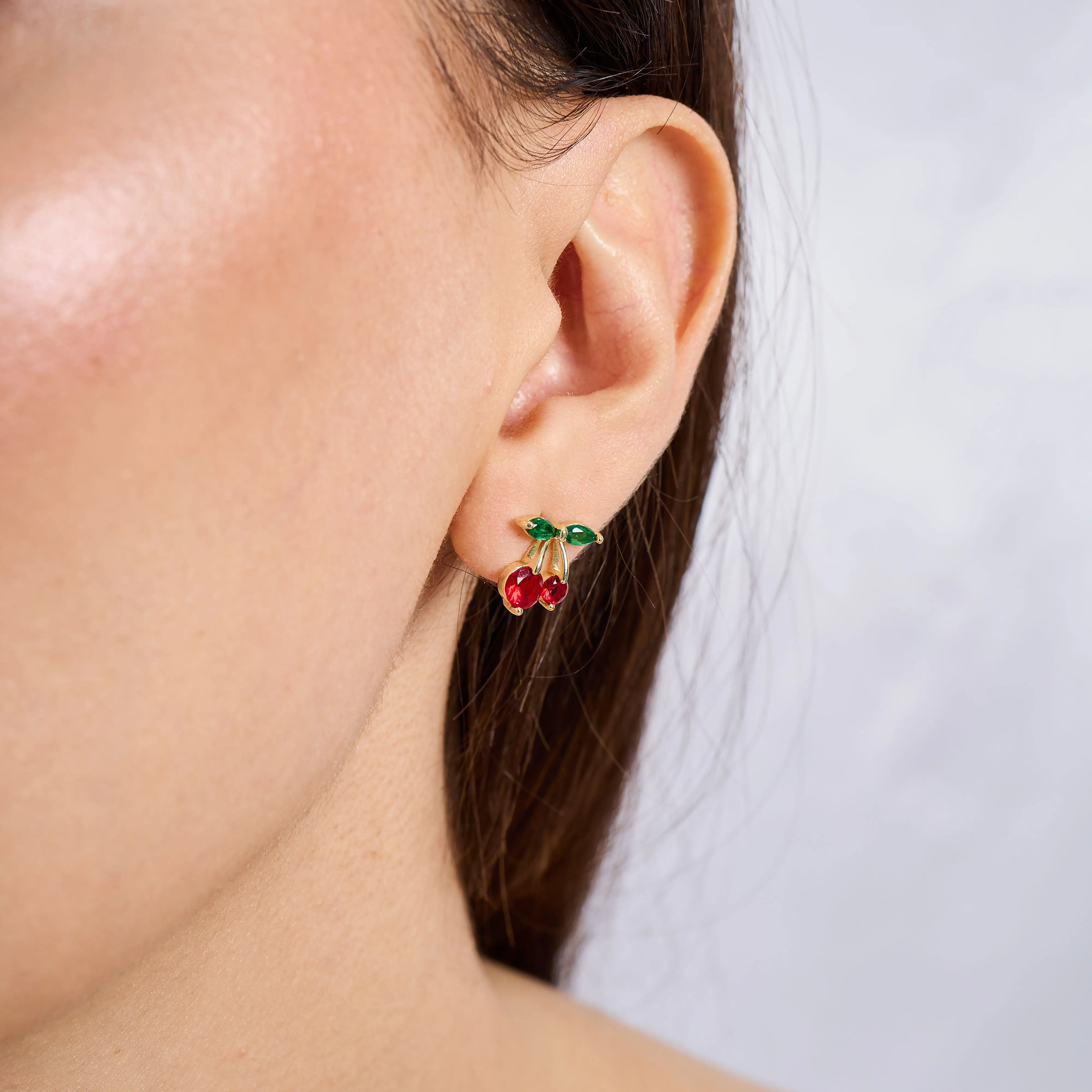 14 Ayar Rengi Kiraz Model Küpe