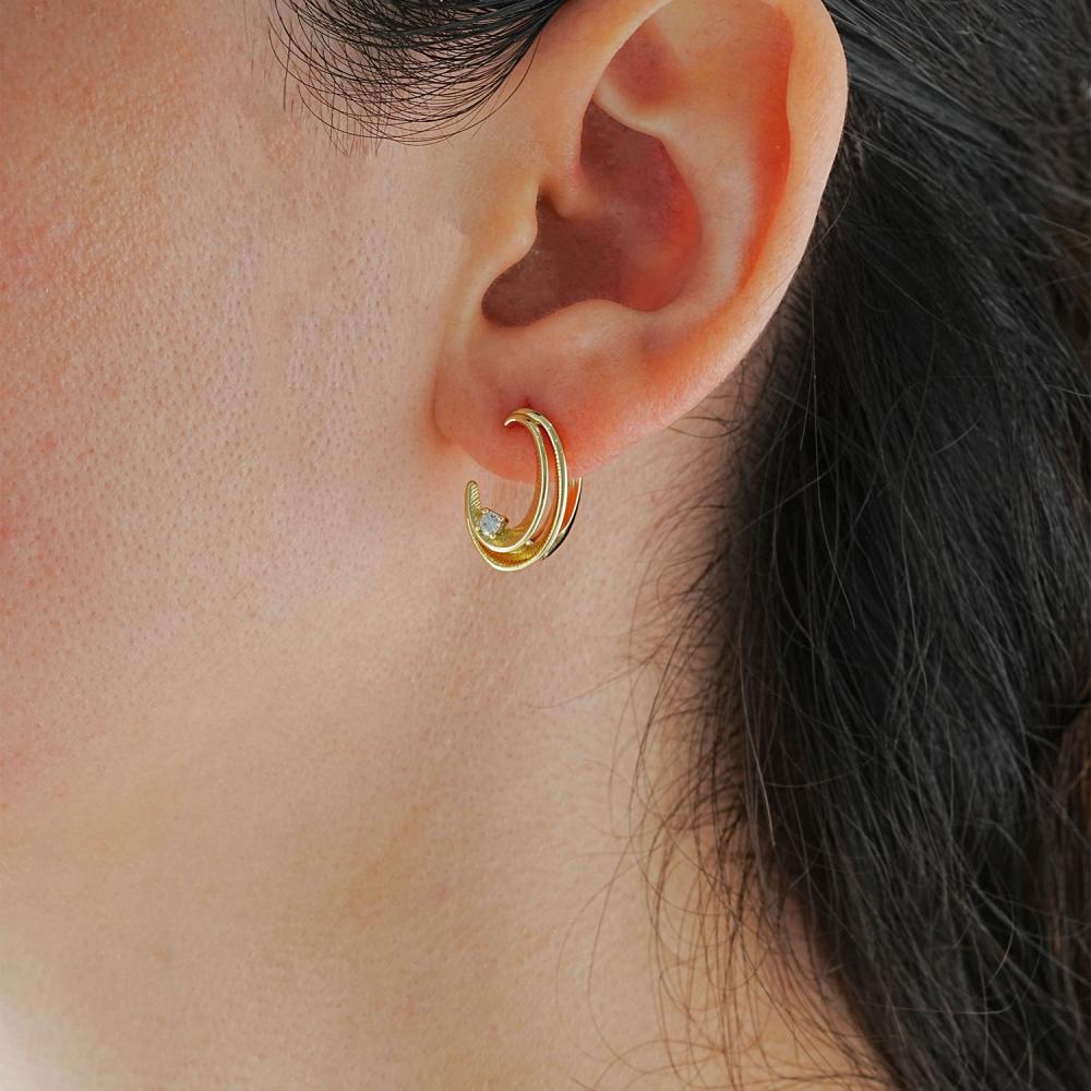 Maral 14 ayar altın rengi aura içten taşlı küpe