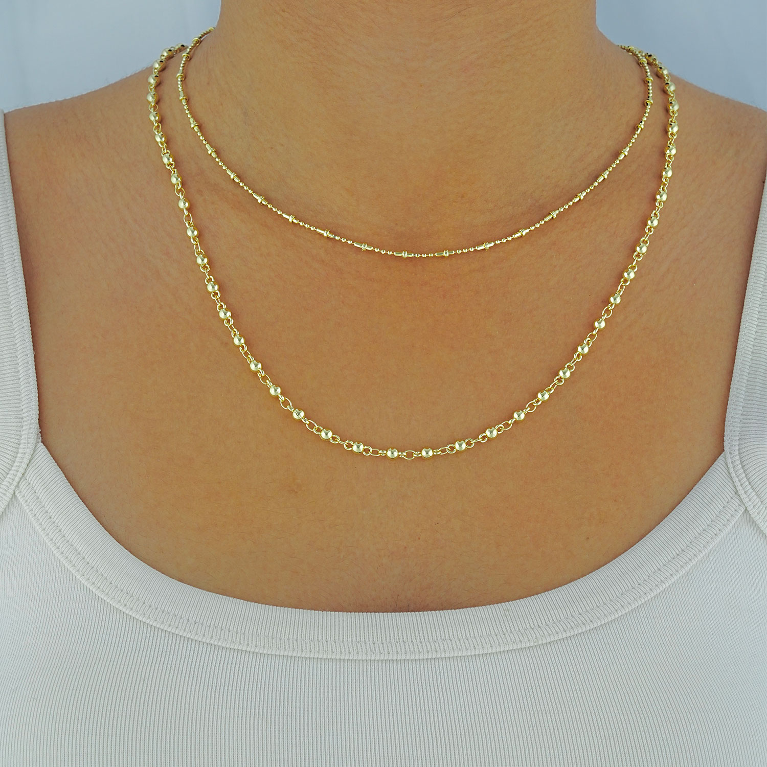 Maral 14 ayar altın rengi burgu & taneli duo kolye