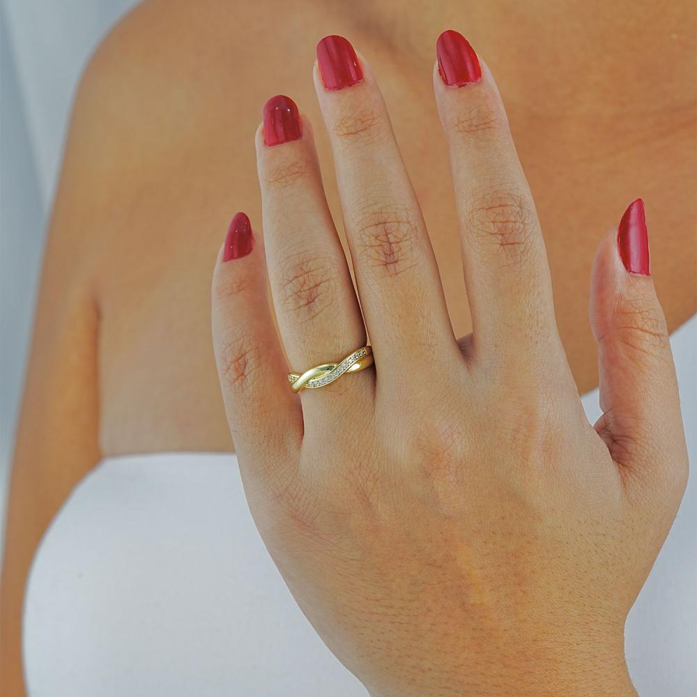 Maral 14 ayar altın rengi burgu taşlı yüzük