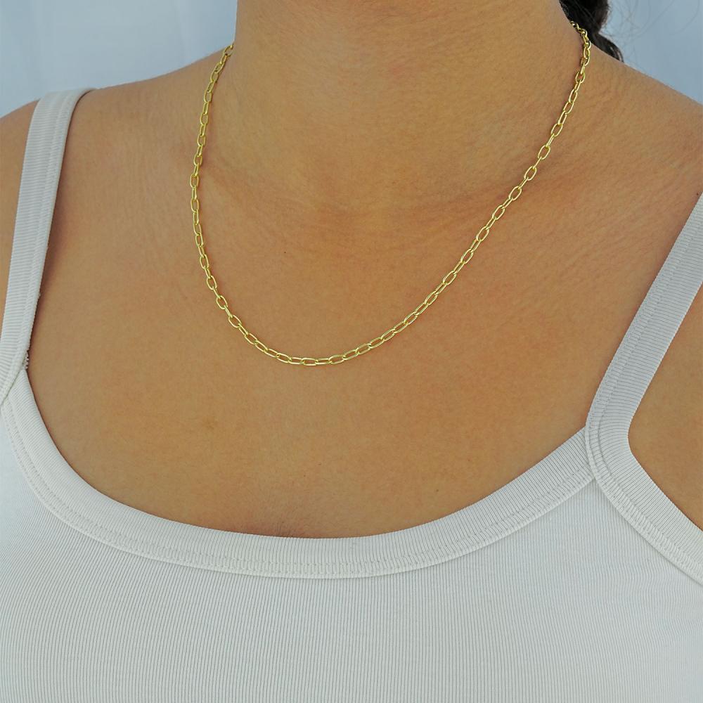 Maral 14 ayar altın rengi büyük halka kolye