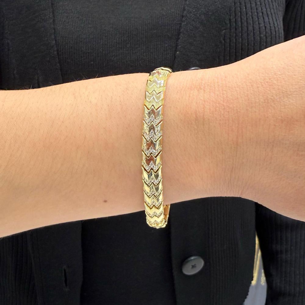 Maral 14 ayar altın rengi desenli balıksırtı bileklik