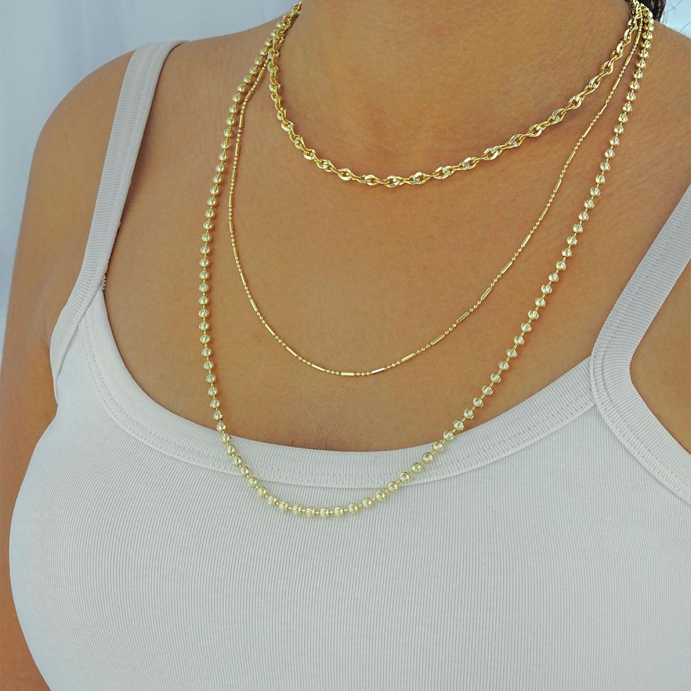 Maral 14 ayar altın rengi desenli boncuk kolye