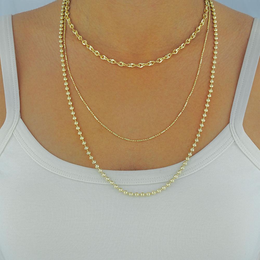 Maral 14 ayar altın rengi desenli boncuk kolye