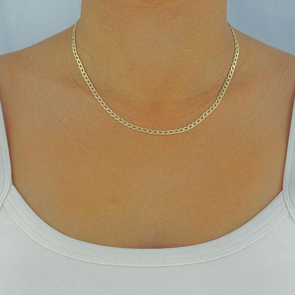 Maral 14 ayar altın rengi desenli düz zincir kolye