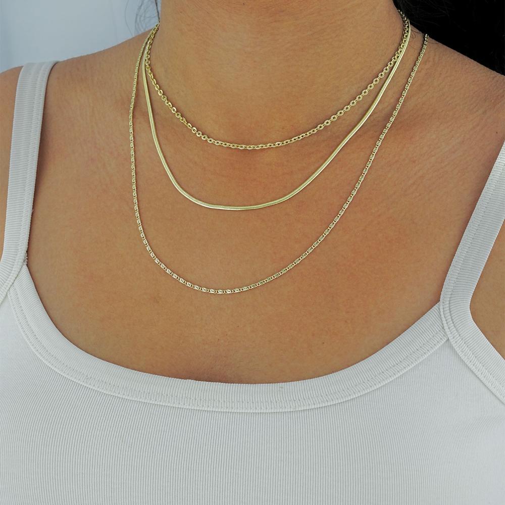 Maral 14 ayar altın rengi desenli halka kombin kolye