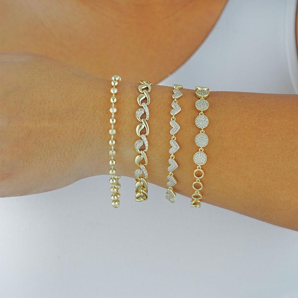 Maral 14 ayar altın rengi dorika kalpli kombin bileklik