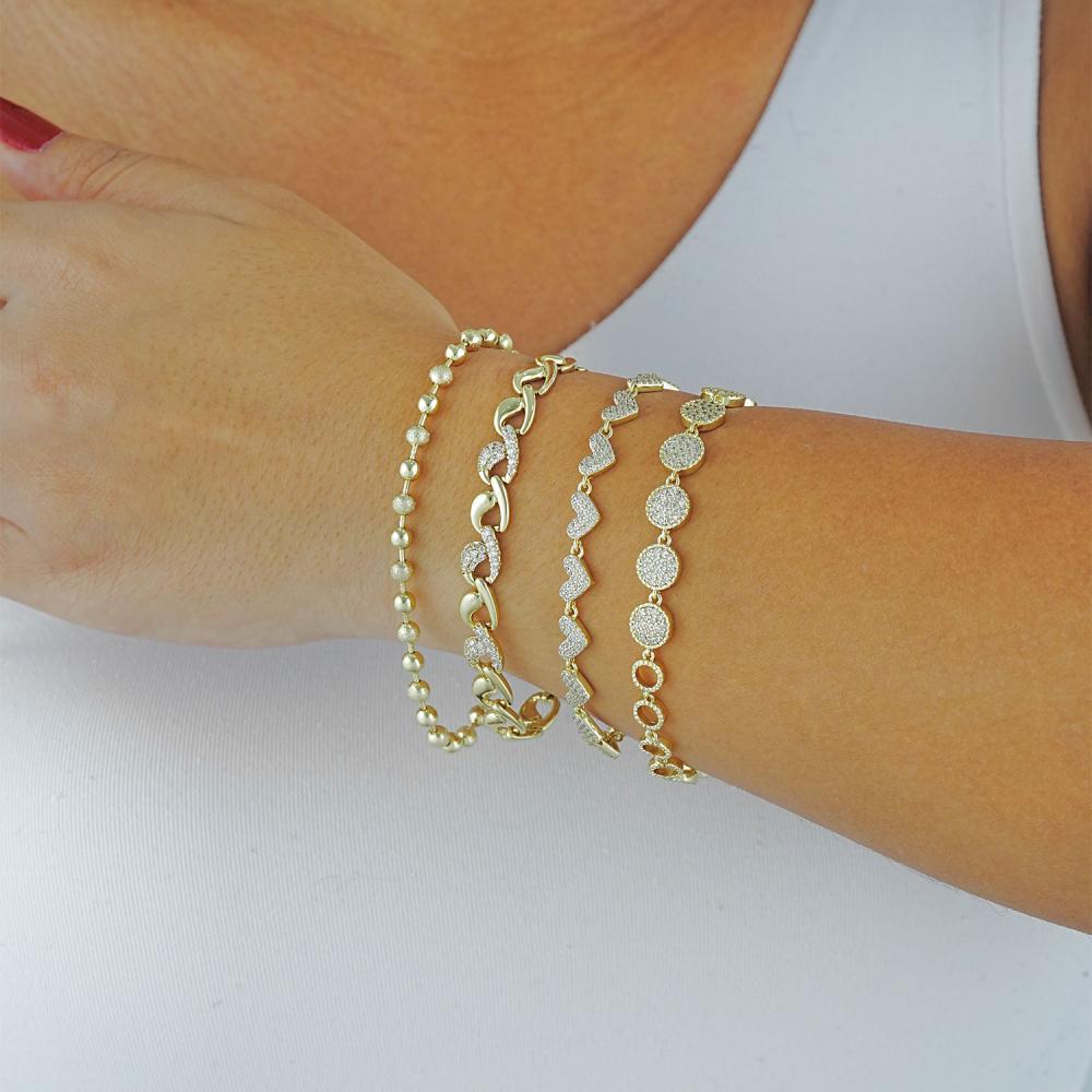 Maral 14 ayar altın rengi dorika kalpli kombin bileklik