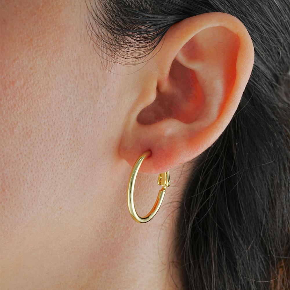 Maral 14 ayar altın rengi düz halka küpe