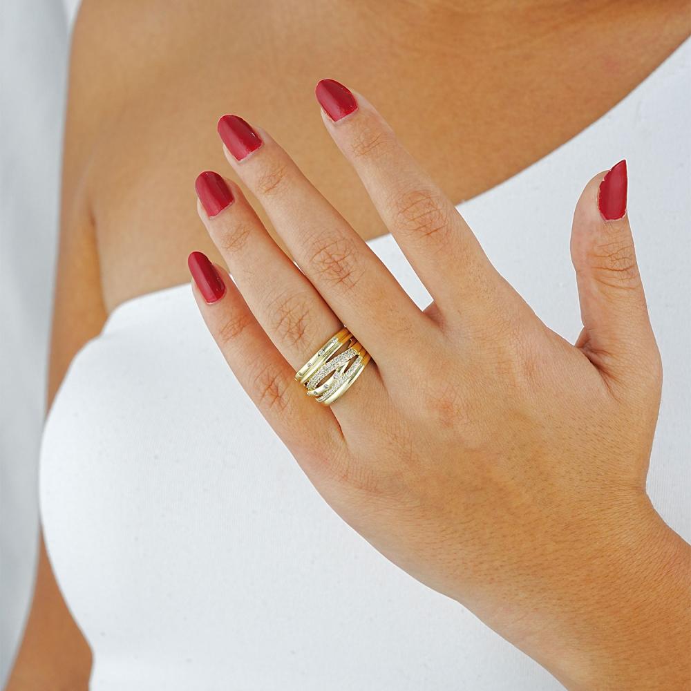 Maral 14 ayar altın rengi elegance yüzük