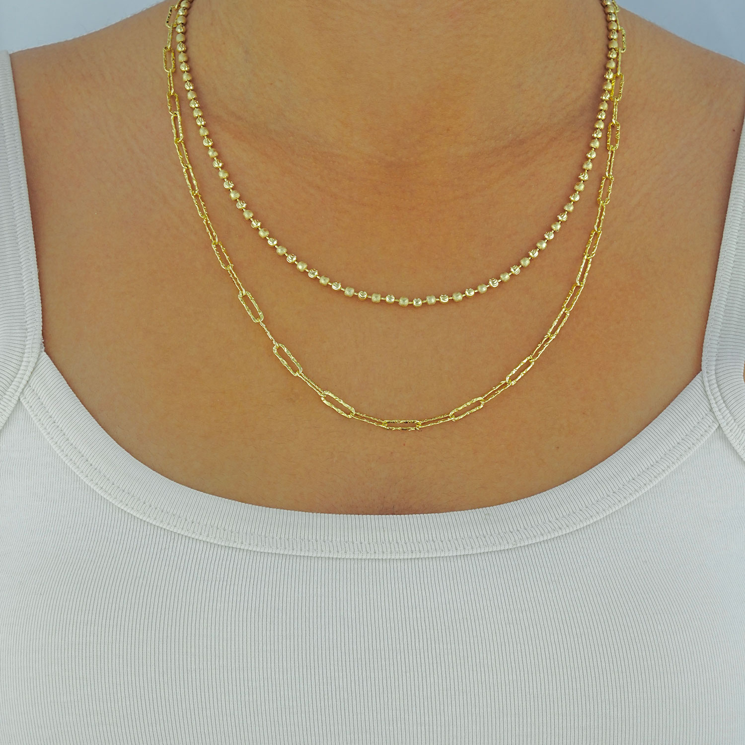 Maral 14 ayar altın rengi ezme zincir kolye