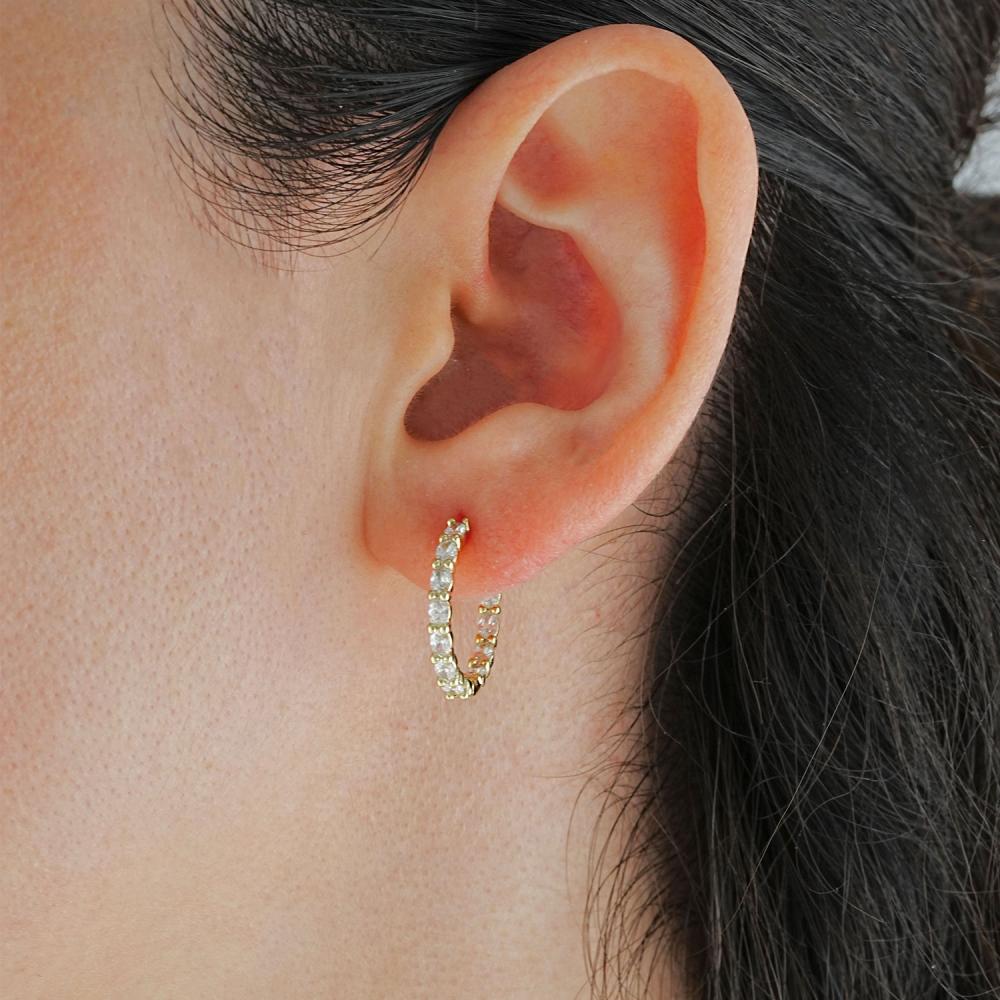 Maral 14 ayar altın rengi gold touch halka küpe