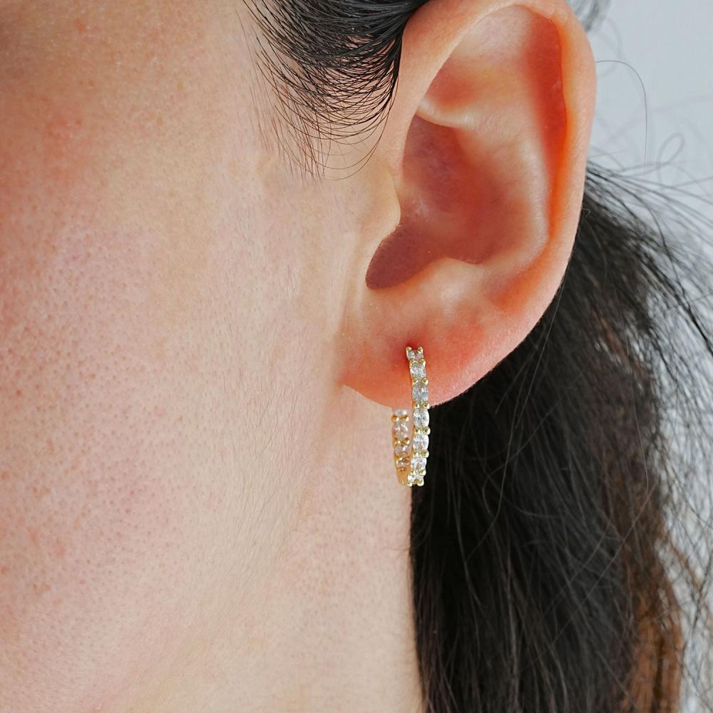 Maral 14 ayar altın rengi gold touch halka küpe