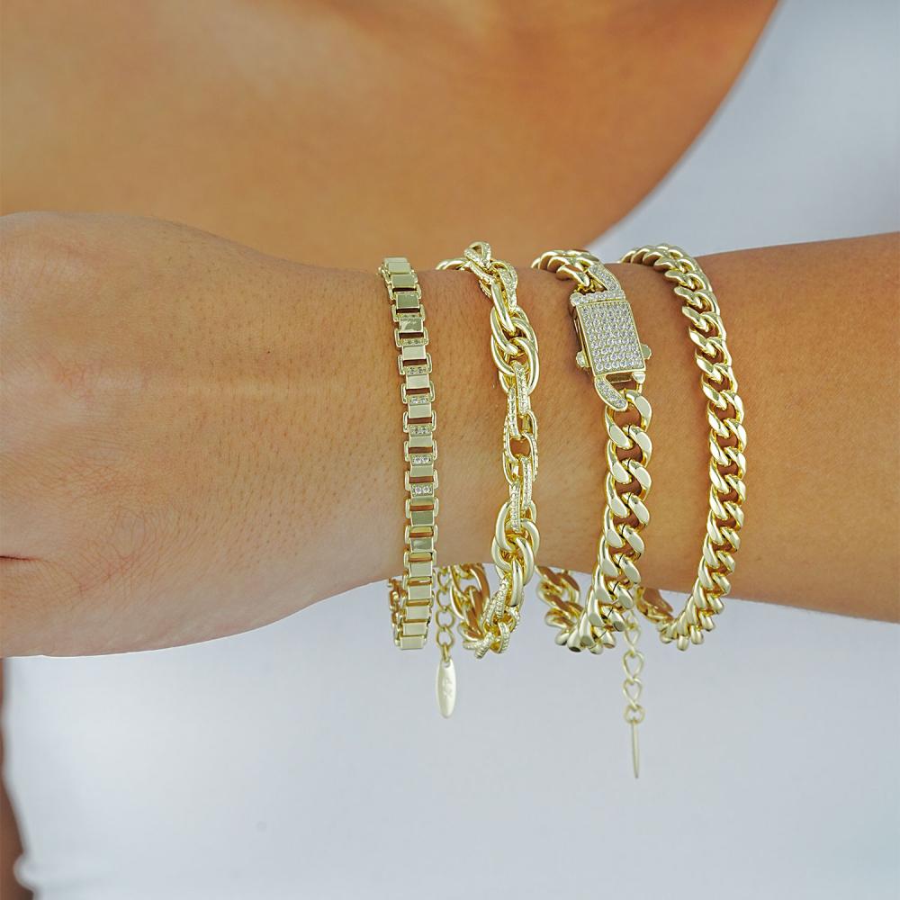 Maral 14 ayar altın rengi gurmet halka zincir kombin bileklik