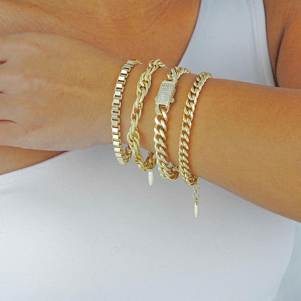 Maral 14 ayar altın rengi gurmet halka zincir kombin bileklik