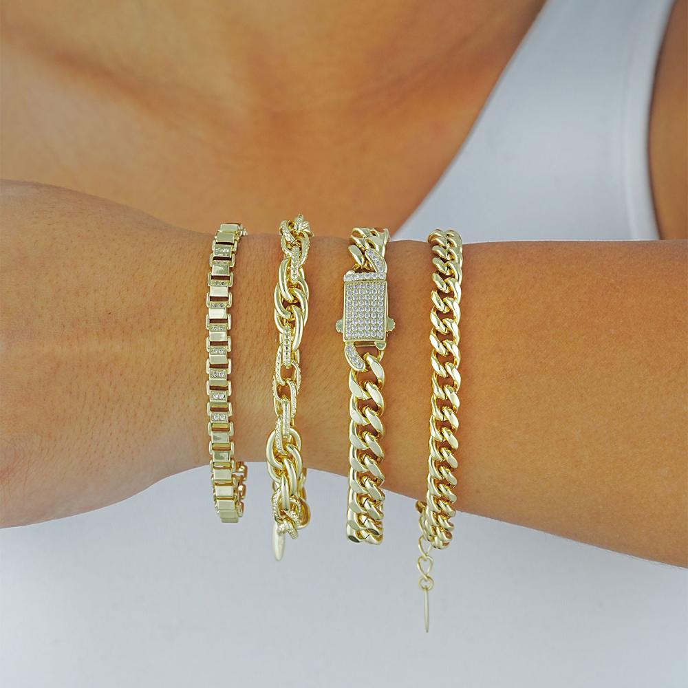 Maral 14 ayar altın rengi gurmet halka zincir kombin bileklik