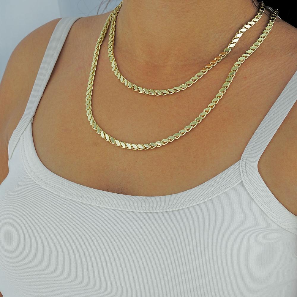 Maral 14 ayar altın rengi ikili arpa kolye