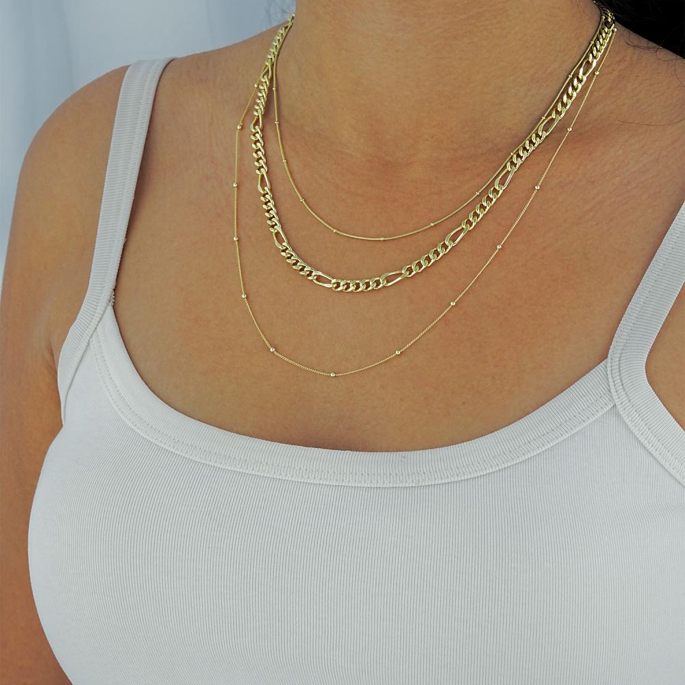 Maral 14 ayar altın rengi italyan figaro kolye