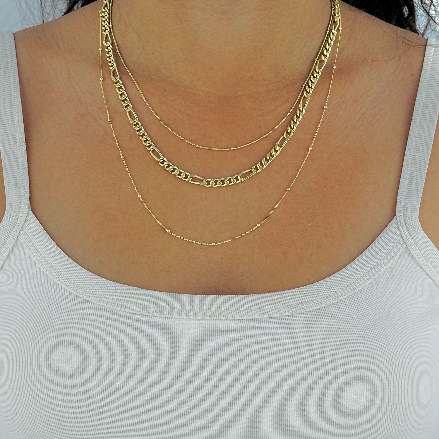 Maral 14 ayar altın rengi italyan figaro kolye