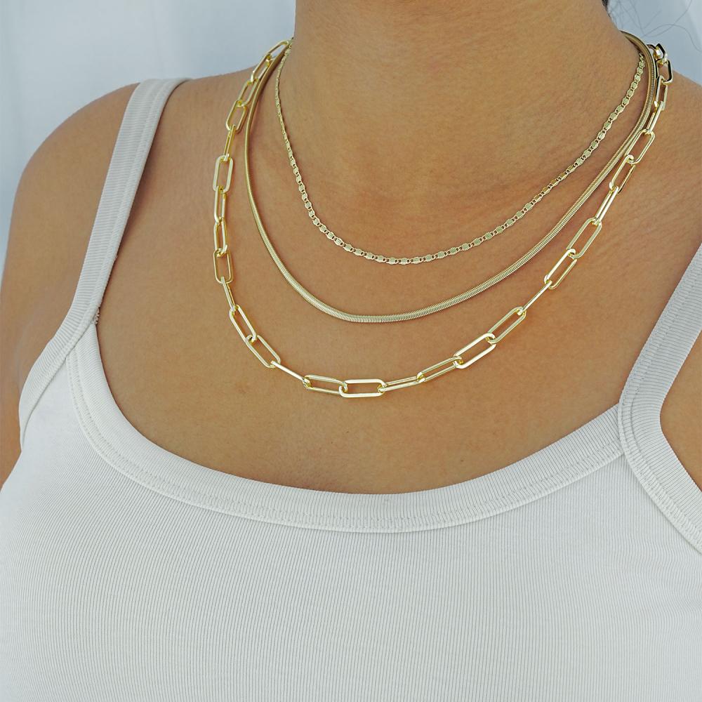 Maral 14 ayar altın rengi kalın ataç kolye