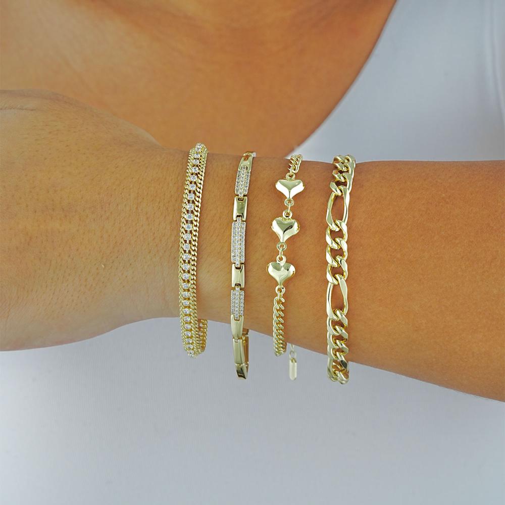 Maral 14 ayar altın rengi kalp zincir bileklik