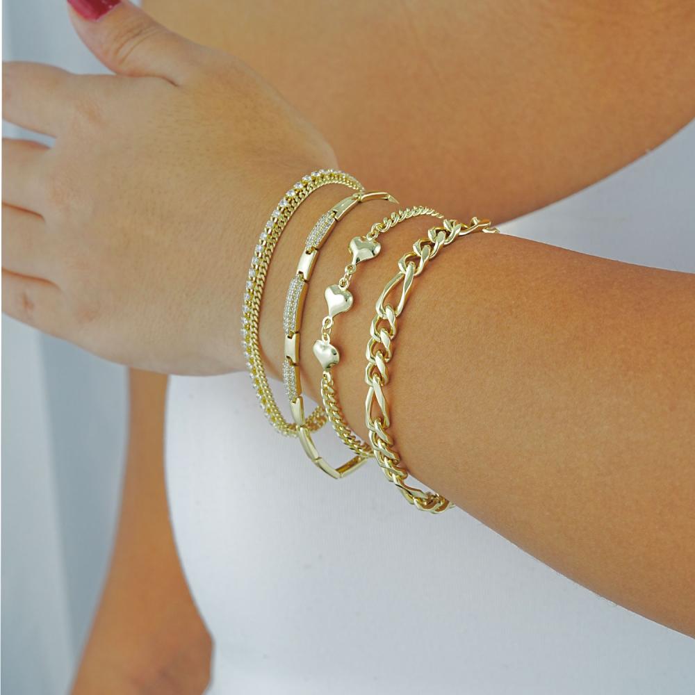 Maral 14 ayar altın rengi kalp zincir bileklik