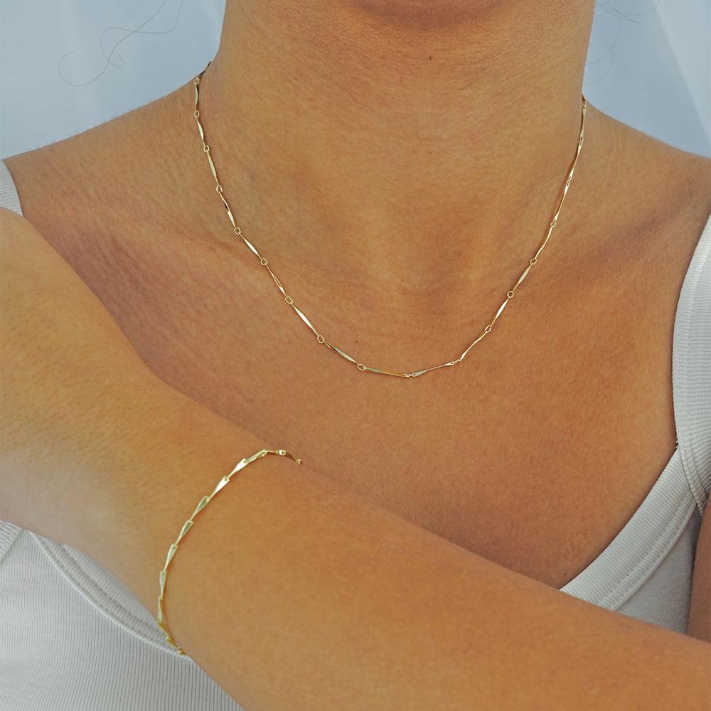 Maral 14 ayar altın rengi kılçık kolye bileklik set