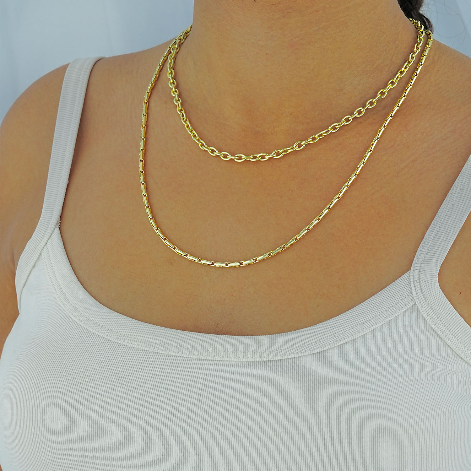 Maral 14 ayar altın rengi küçük mineli zincir kolye