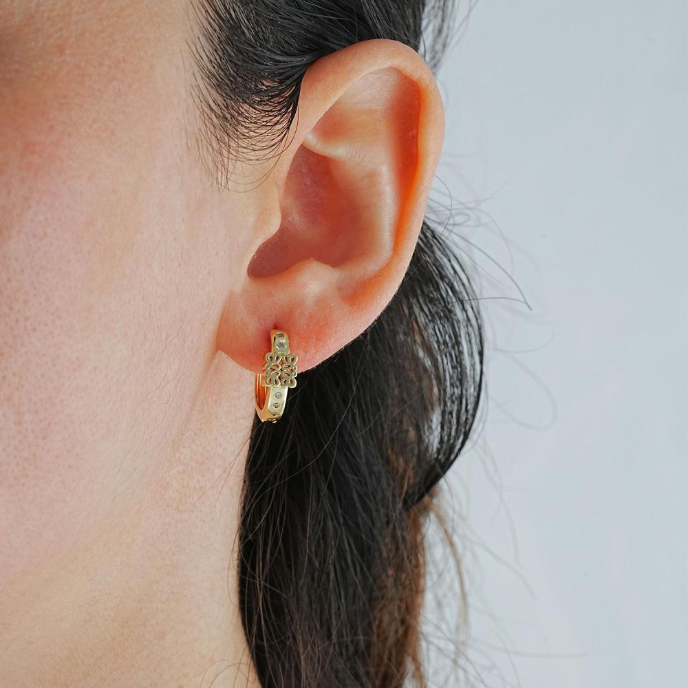 Maral 14 ayar altın rengi kuyum ışıltı halka küpe