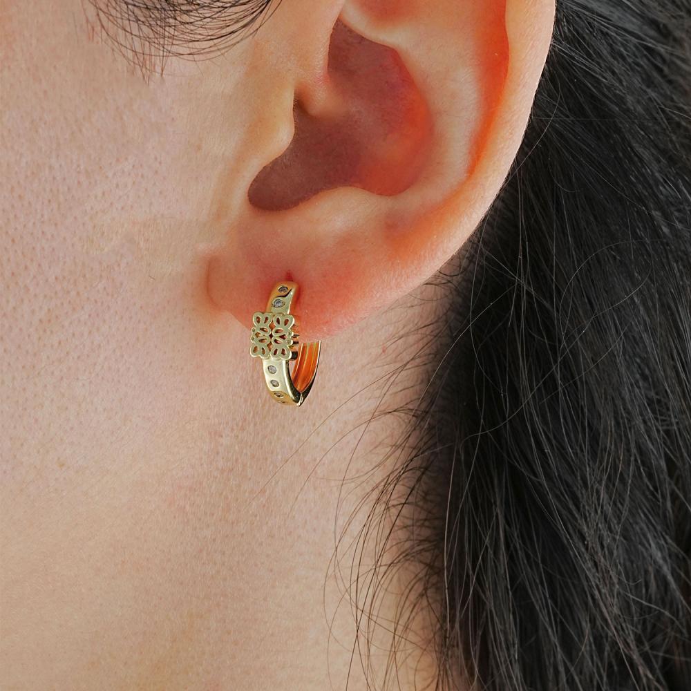 Maral 14 ayar altın rengi kuyum ışıltı halka küpe