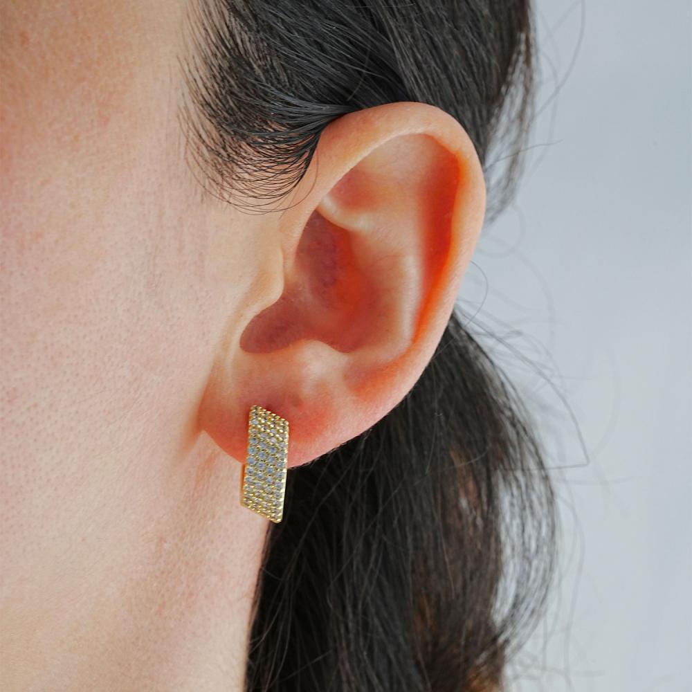 Maral 14 ayar altın rengi line küpe