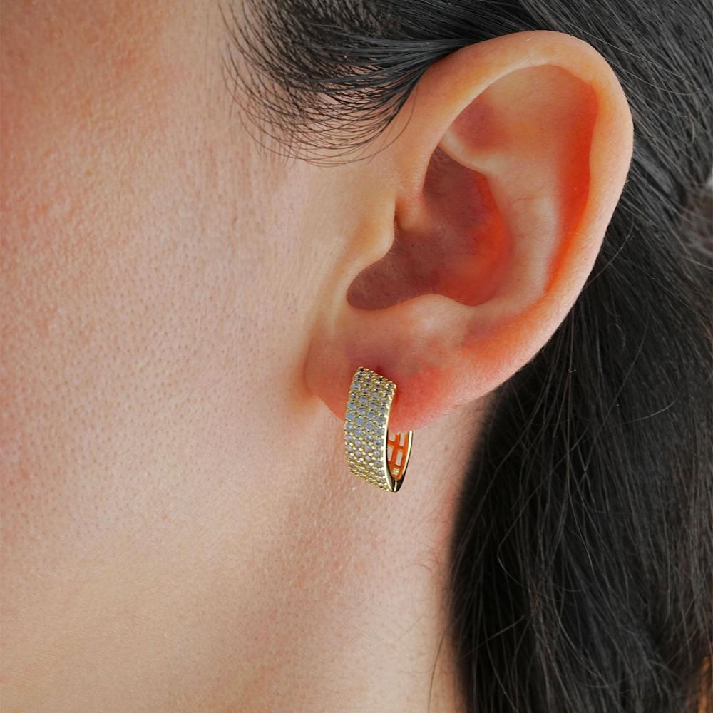 Maral 14 ayar altın rengi line küpe