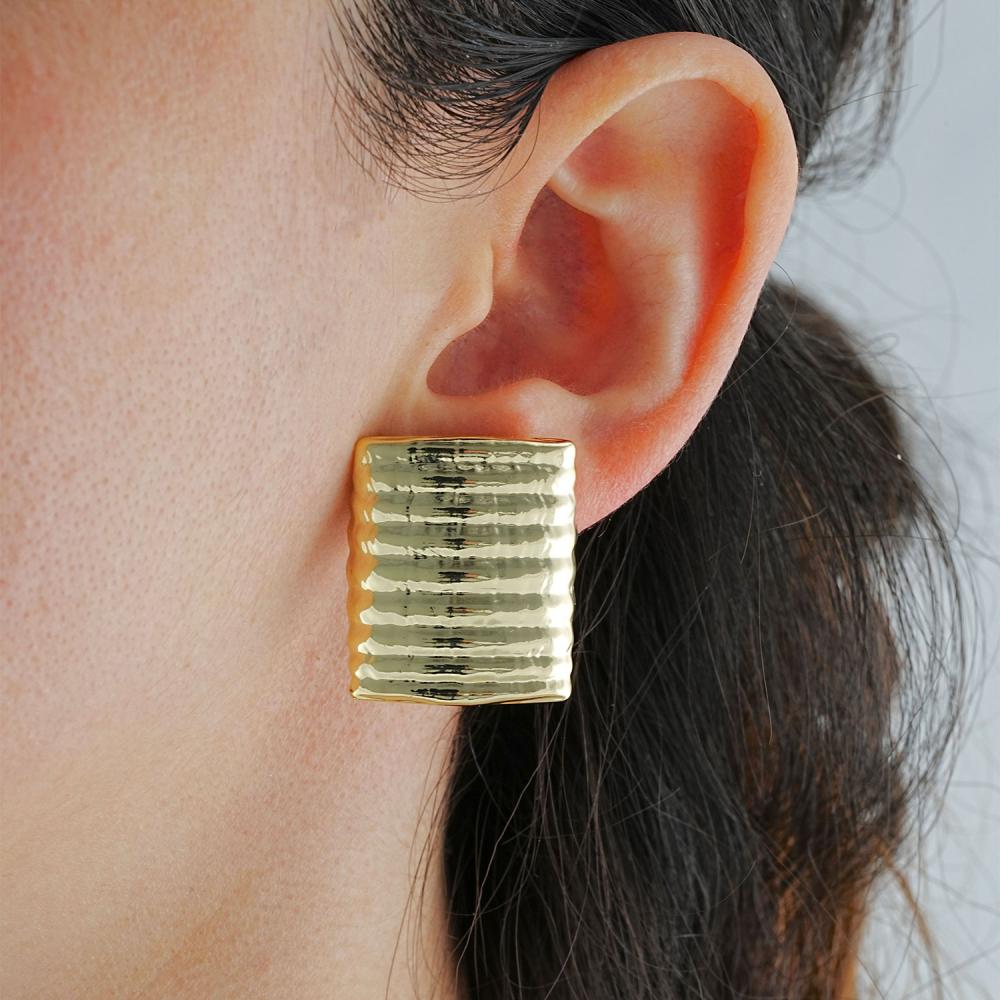 Maral 14 ayar altın rengi lineal küpe