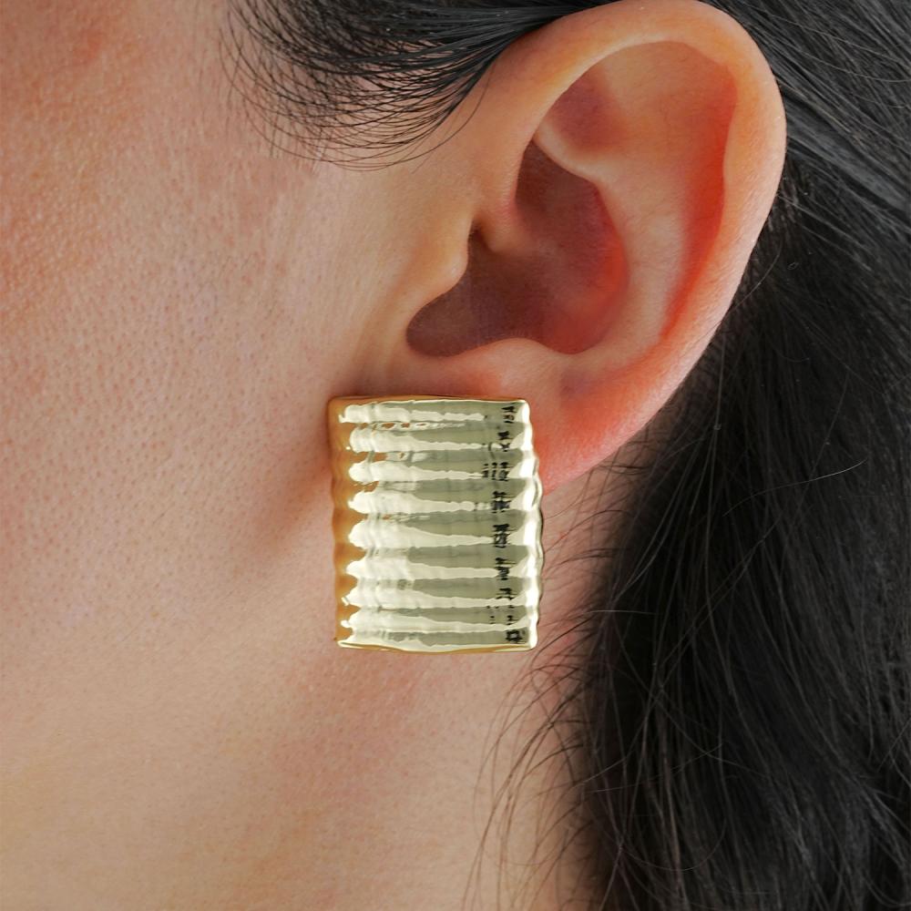 Maral 14 ayar altın rengi lineal küpe