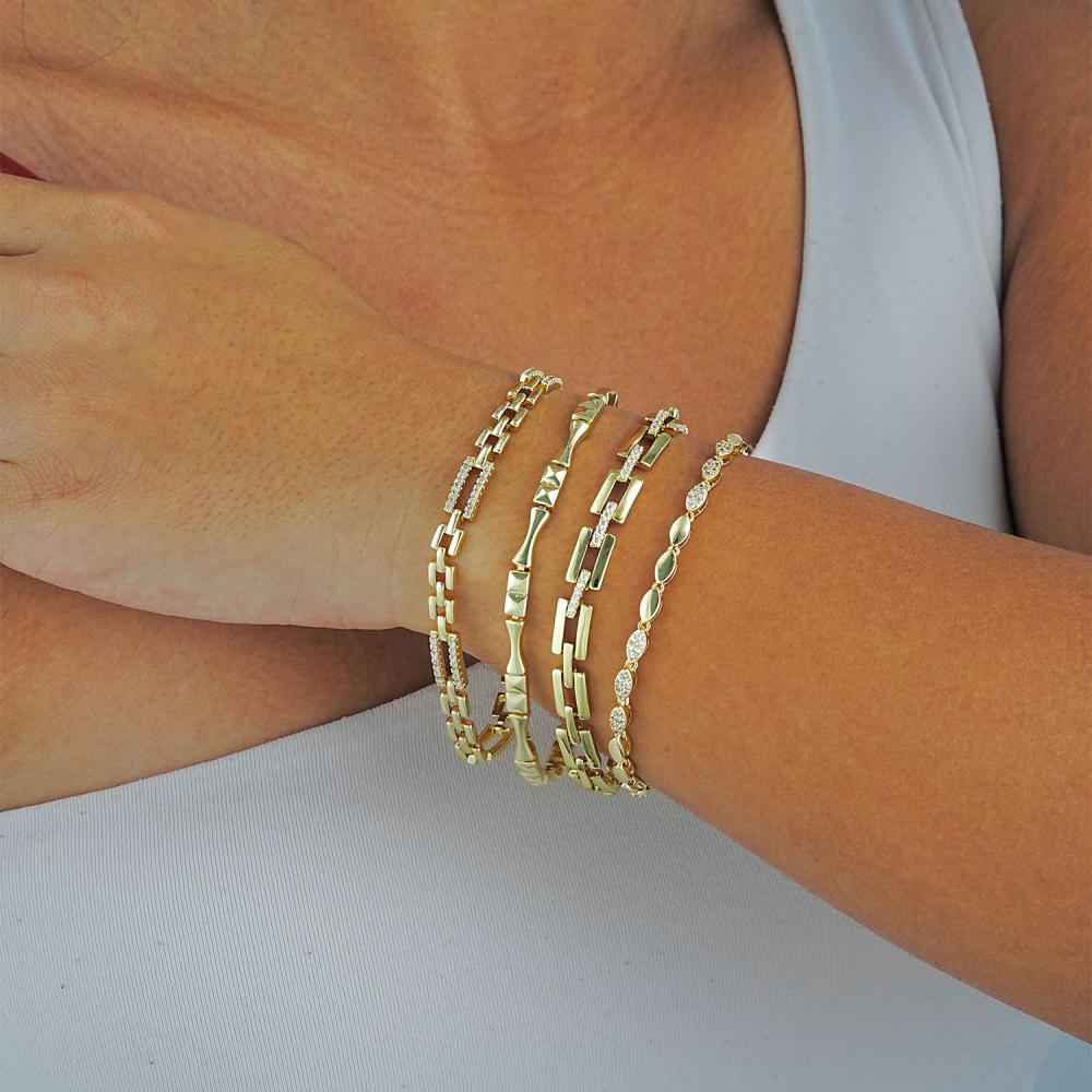 Maral 14 ayar altın rengi luna taşlı bileklik