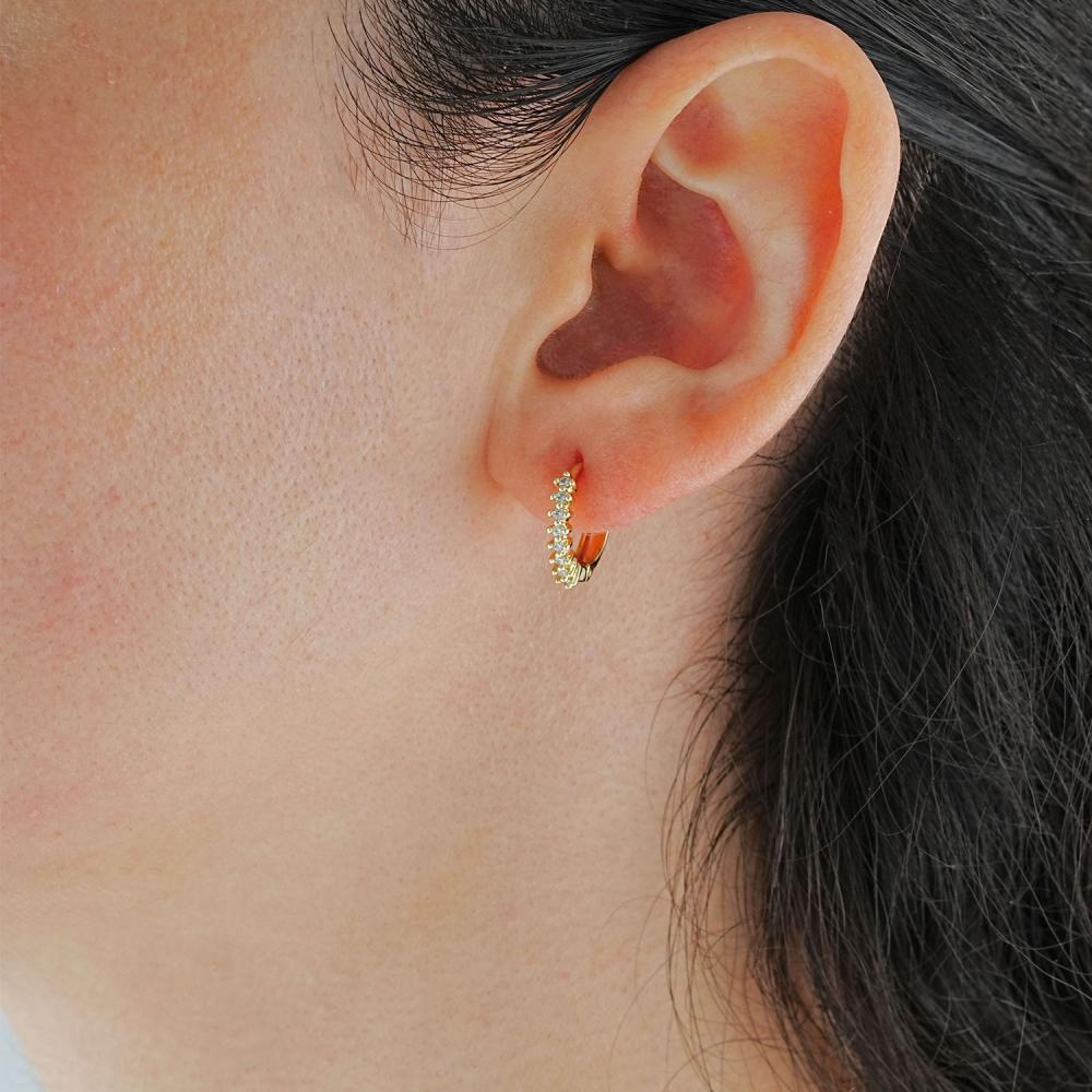 Maral 14 ayar altın rengi luna taşlı halka küpe