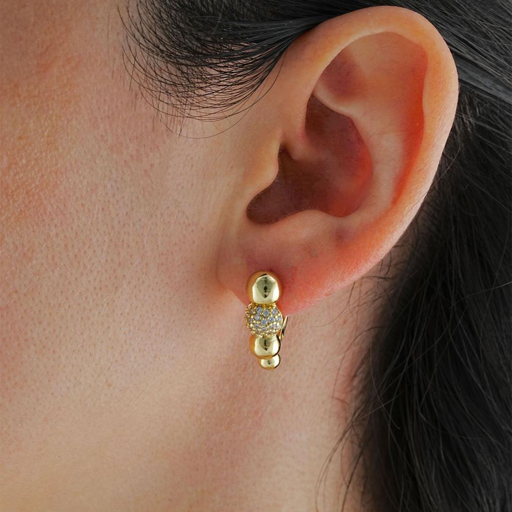 Maral 14 ayar altın rengi mini toplu küpe