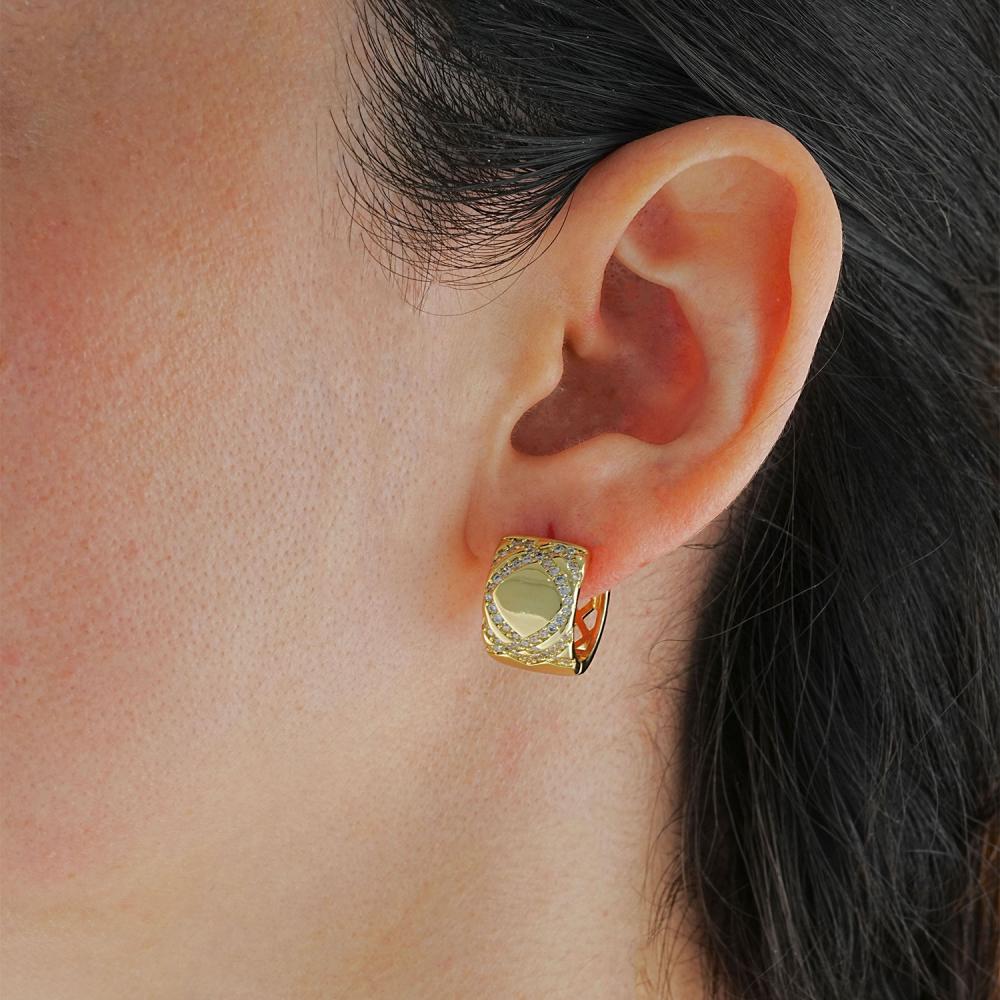 Maral 14 ayar altın rengi nova taşlı halka küpe