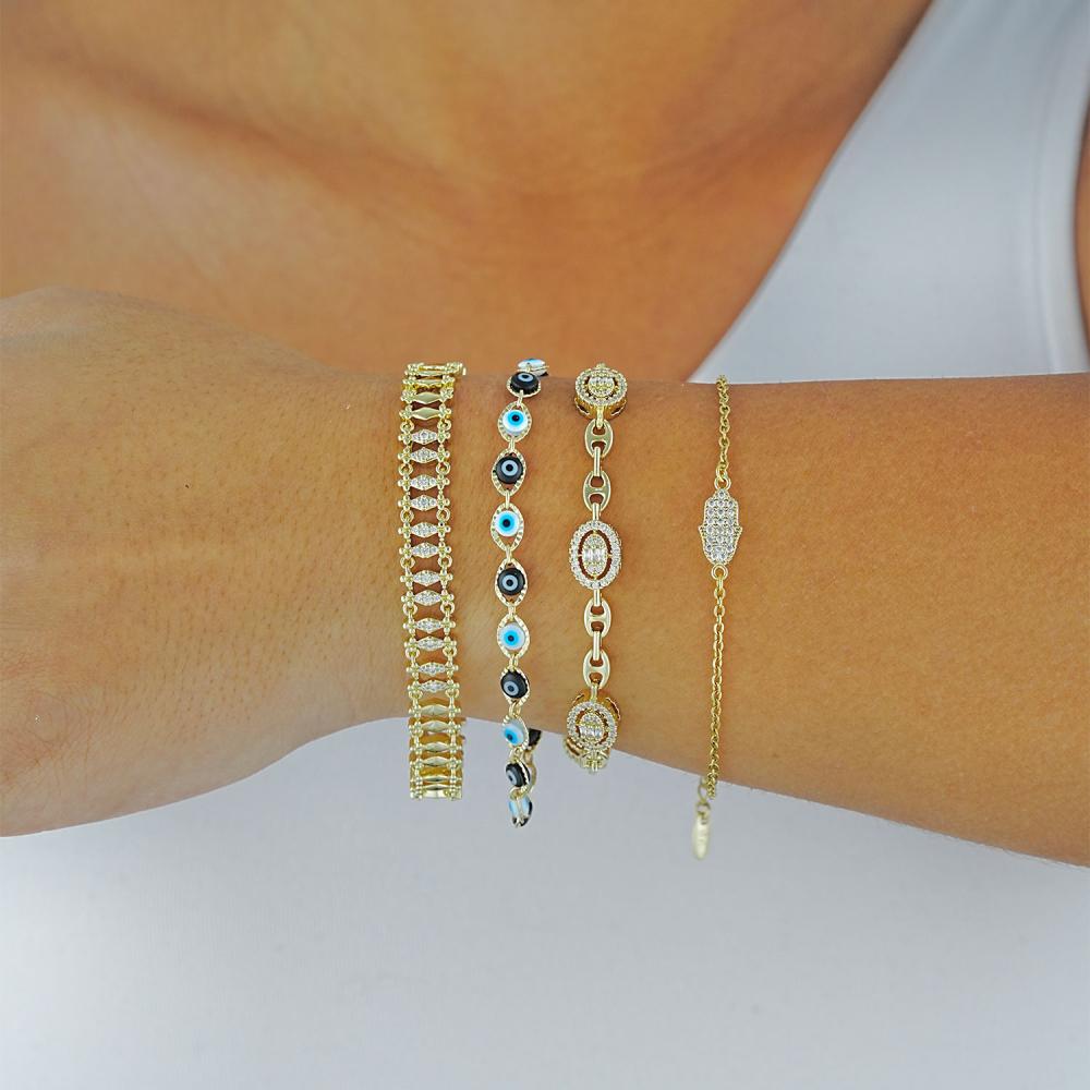 Maral 14 ayar altın rengi oval baget bileklik