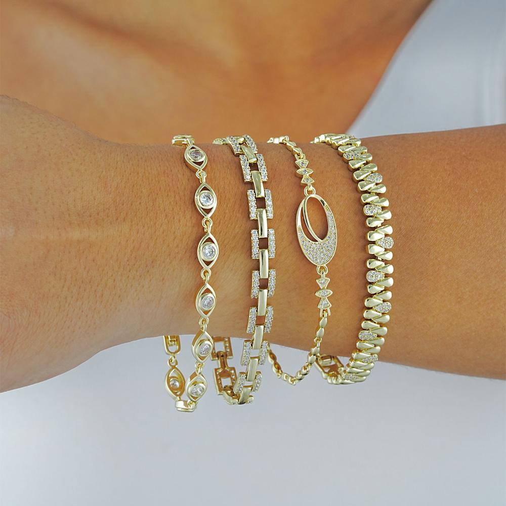 Maral 14 ayar altın rengi oval imza bileklik