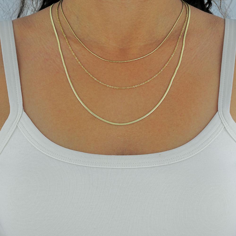 Maral 14 ayar altın rengi premium halat kolye