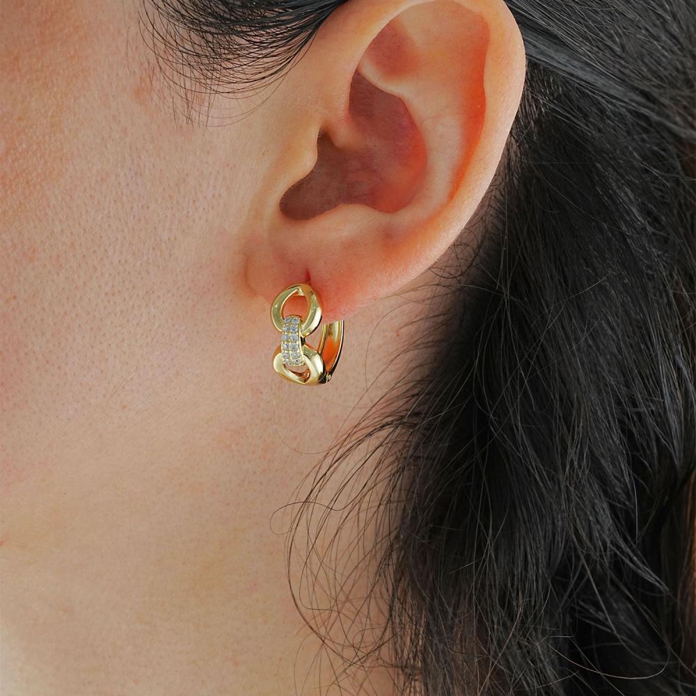 Maral 14 ayar altın rengi prestij taşlı küpe