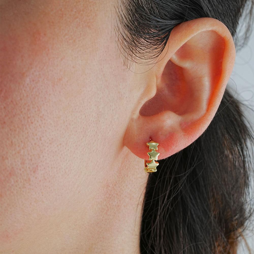 Maral 14 ayar altın rengi sade küçük yıldız küpe