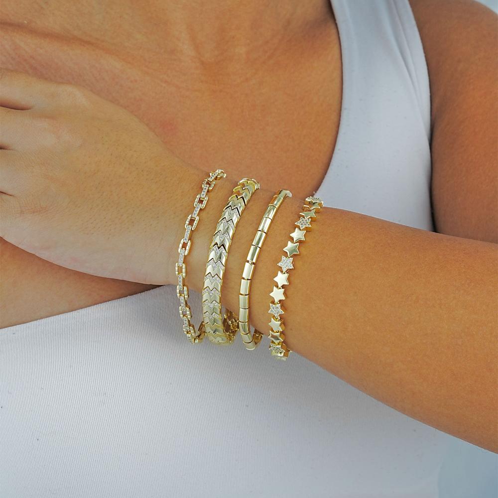 Maral 14 ayar altın rengi taşlı balık sırtı bileklik