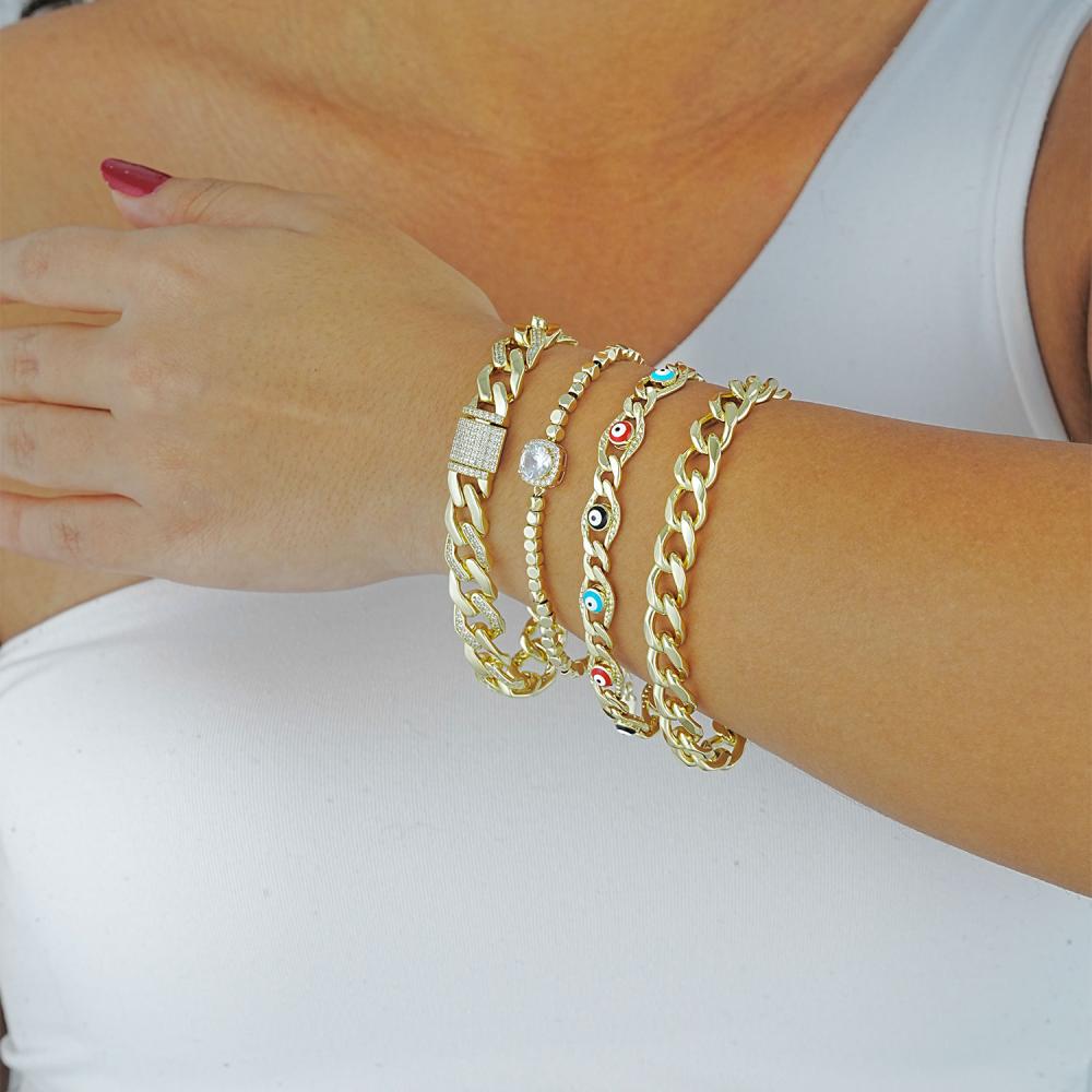 Maral 14 ayar altın rengi taşlı gurmet bileklik