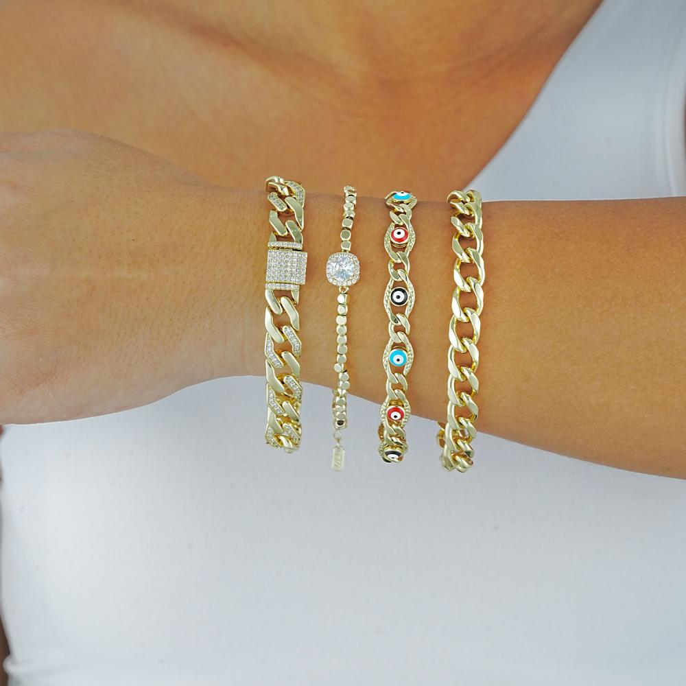 Maral 14 ayar altın rengi taşlı gurmet bileklik