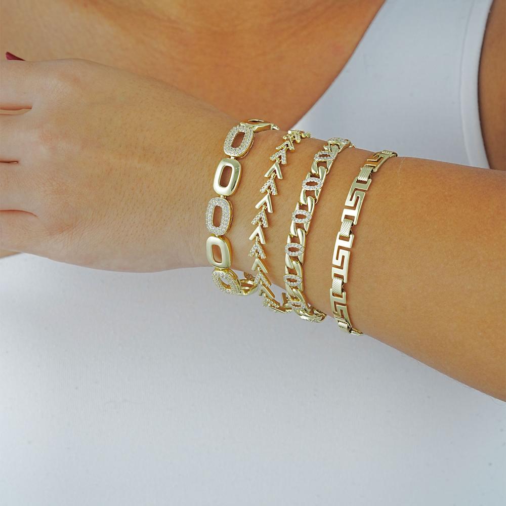 Maral 14 ayar altın rengi taşlı roma halka bileklik