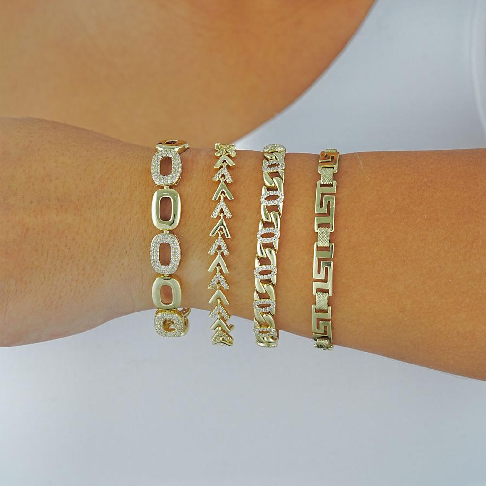 Maral 14 ayar altın rengi taşlı roma halka bileklik