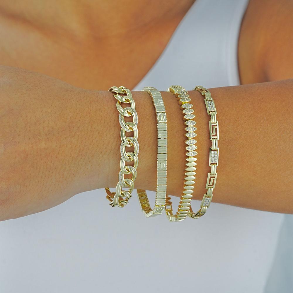 Maral 14 ayar altın rengi taşlı saman yolu bileklik