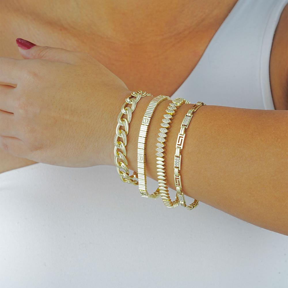 Maral 14 ayar altın rengi taşlı saman yolu bileklik